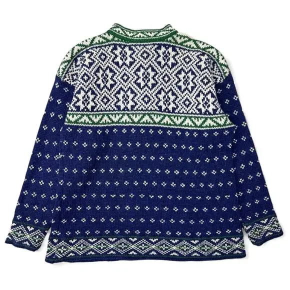 Vintage LL Bean Nordic Fair Isle Pattern Ski Holiday Sweater Christmas Knit USA - Picture 4 of 10